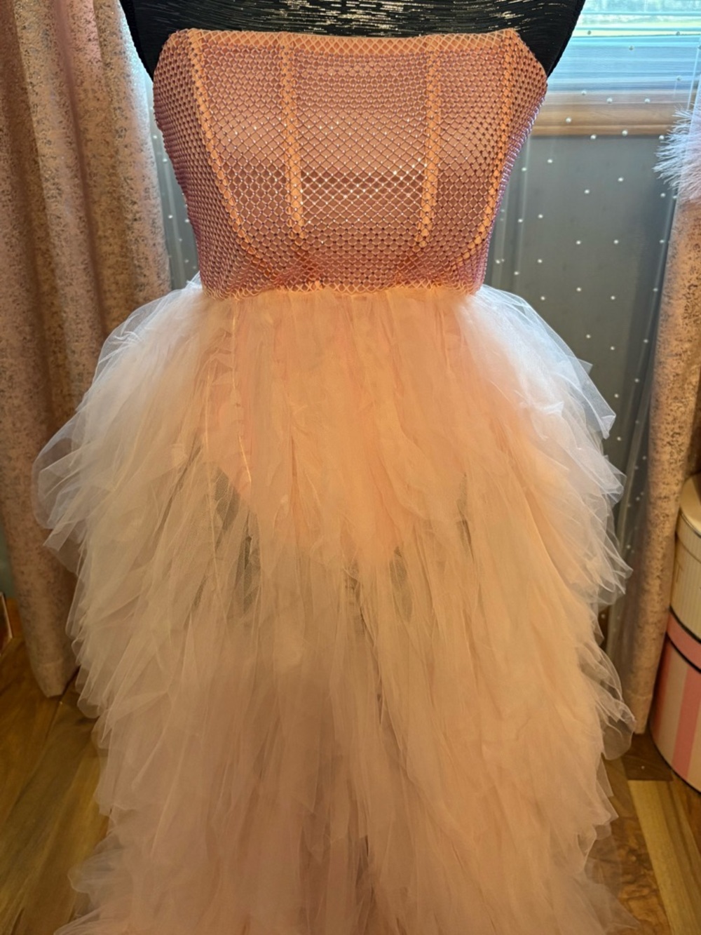 Lacey Embellished Tulle Gown - Picture 3 of 9